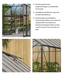 Vitavia Gewächshaus Orbit 8300, ESG/NSG, inkl. Stahlfundamentrahmen