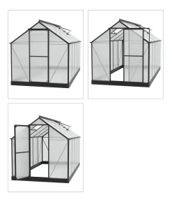 Vitavia Gewächshaus Pluto 7500 HKP, inkl. Stahlfundamentrahmen, ca. B198/H208/T377 cm