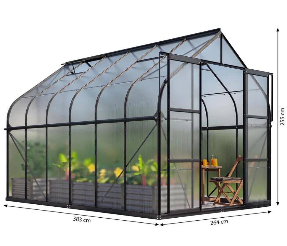 Vitavia Gewächshaus Saturn 9900 HKP, inkl. Stahlfundamentrahmen, ca. B264/H255/T383 cm