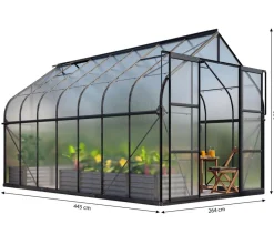Vitavia Gewächshaus Saturn 11500 HKP, inkl. Stahlfundamentrahmen, ca. B264/H255/T445 cm