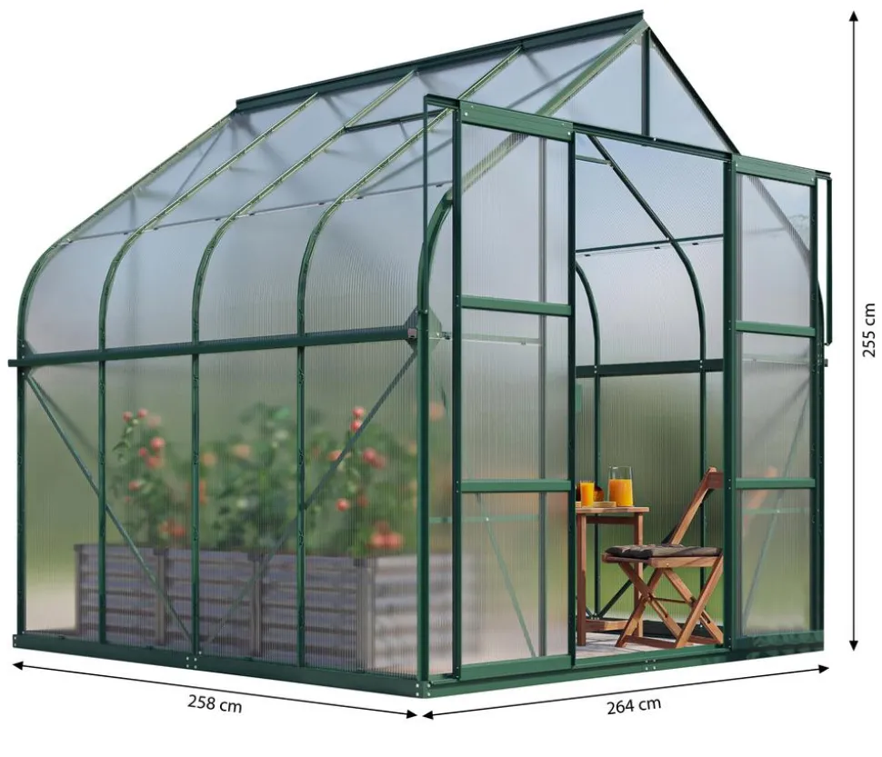 Vitavia Gewächshaus Saturn 6700 HKP, inkl. Stahlfundamentrahmen, ca. B264/H255/T258 cm