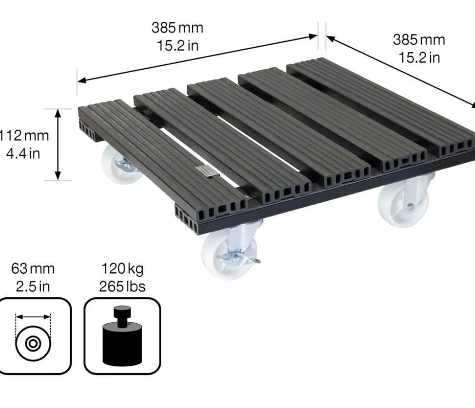 Wagner WPC-Pflanzenroller, anthrazit, ca. B38/H11/T38 cm