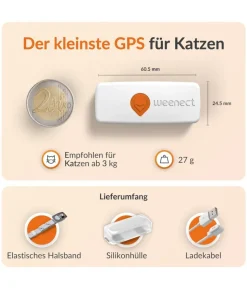 Weenect XS GPS-Tracker für Katzen, ca. B6,05/H2,45/T1,5 cm