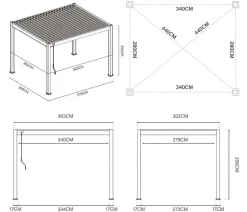 Weide Classic Pergola 3x3,6 Alu-Stahl, ca. B360/H255/T300 cm