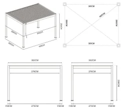 Weide Deluxe Pergola Voll-Alu, ca. B400/H255/T300 cm