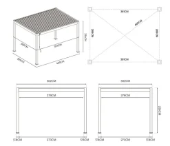 Weide Deluxe Pergola Voll-Alu, ca. B400/H255/T300 cm