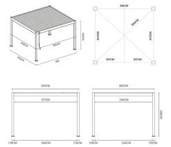 Weide Deluxe Pergola Voll-Alu, ca. B400/H255/T360 cm