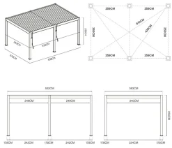 Weide Deluxe Pergola Voll-Alu, ca. B530/H255/T360 cm