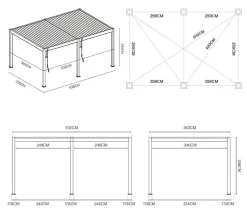 Weide Deluxe Pergola Voll-Alu, ca. B530/H255/T360 cm