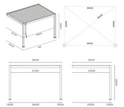 Weide Deluxe Wandpergola Voll-Alu, ca. B400/H255/T300 cm