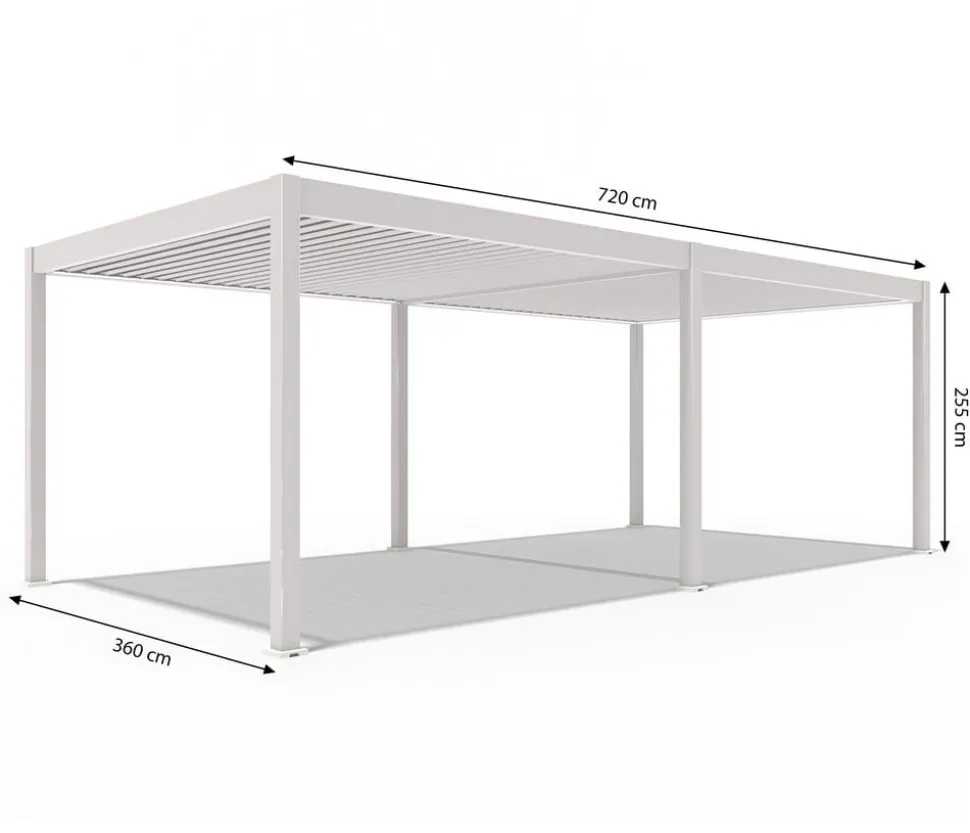 Weide Pergola LED E-Deluxe 3,6x7,2, ca. B720/H255/T360 cm