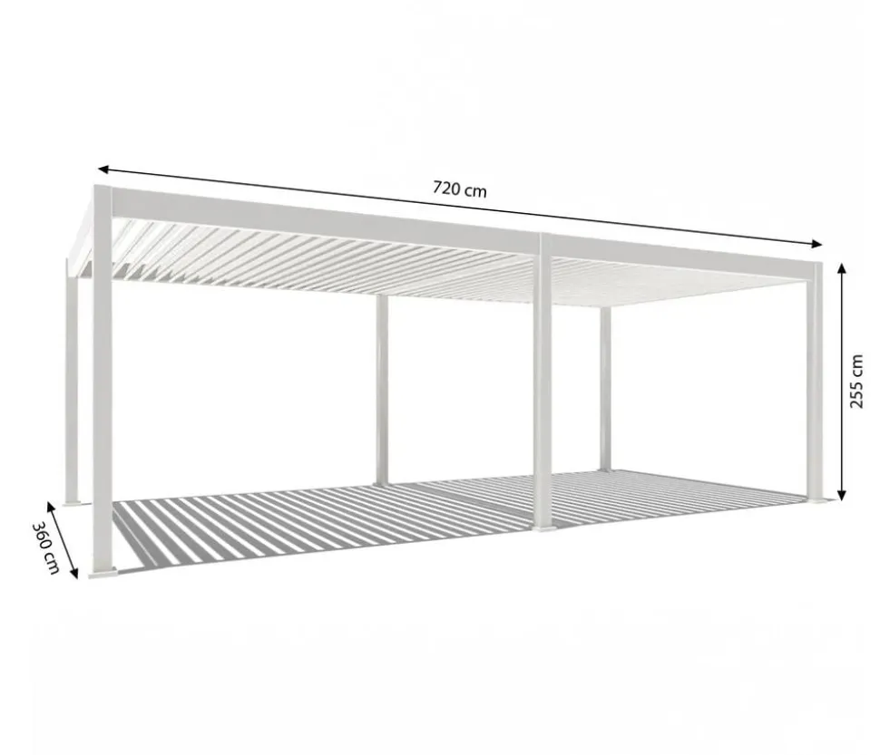 Weide Pergola LED E-Deluxe 3,6x7,2, ca. B720/H255/T360 cm