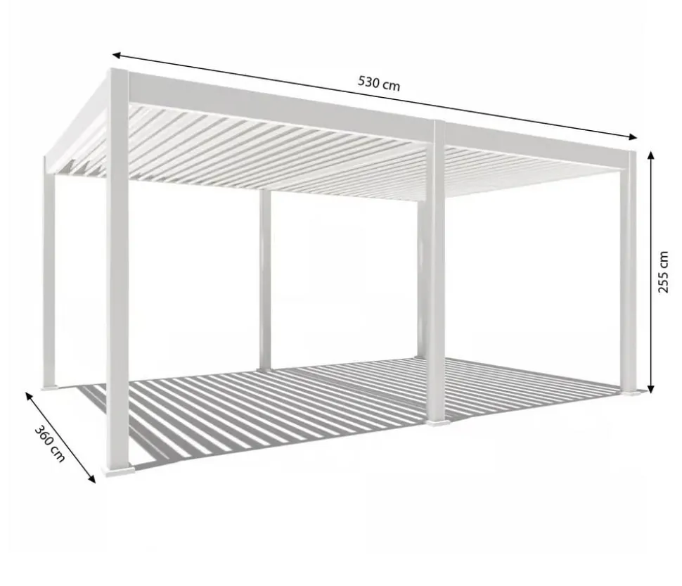 Weide Pergola LED E-Deluxe 3,6x5,3, ca. B530/H255/T360 cm