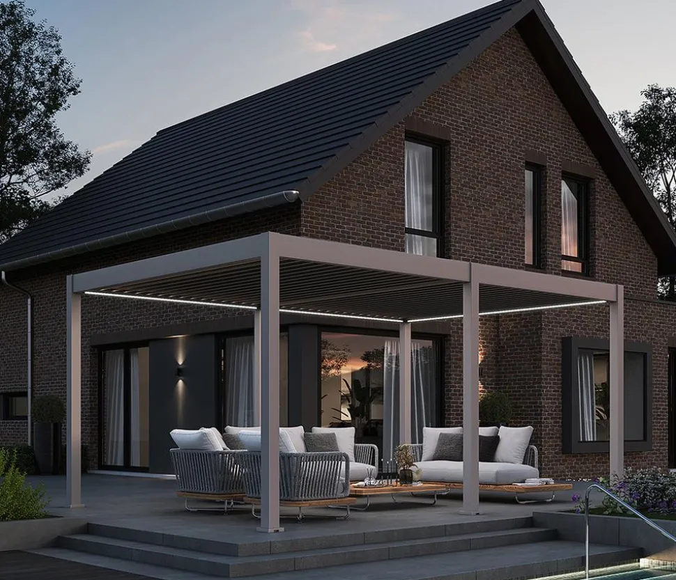 Weide Pergola LED E-Deluxe 3,6x5,3, ca. B530/H255/T360 cm