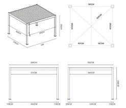 Weide Pergola LED E-Deluxe 3,6x4, ca. B400/H255/T360 cm