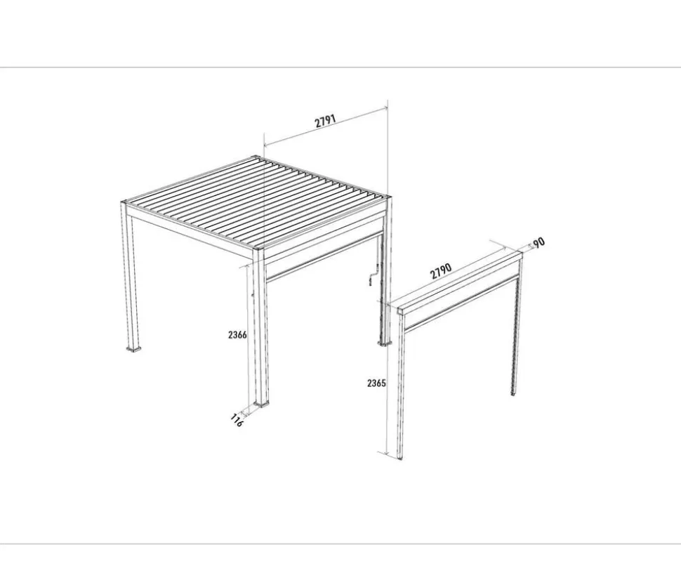 Weide Sonnenrollo für Deluxe/Classic Pergola, ca. B300 cm