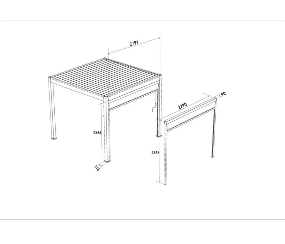 Weide Sonnenrollo für Deluxe/Classic Pergola, ca. B300 cm