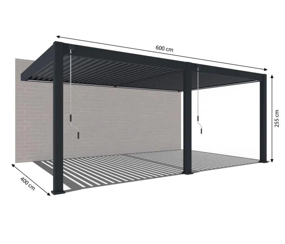 Weide Wand-Pergola Deluxe Plus 4x6, ca. B600/H255/T400 cm