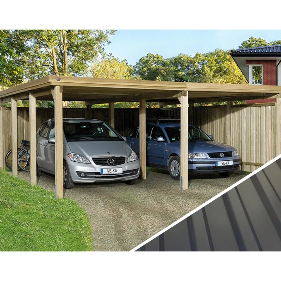 Weka Doppelcarport 618, mit Stahldach