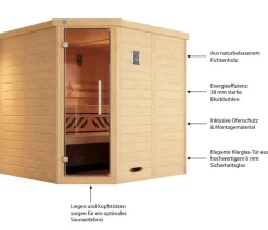 Weka Ecksauna Kami mit Glastür