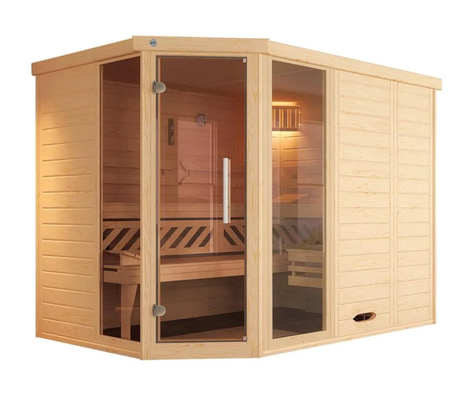 Weka Ecksauna Kemi mit Glastür und Fenster