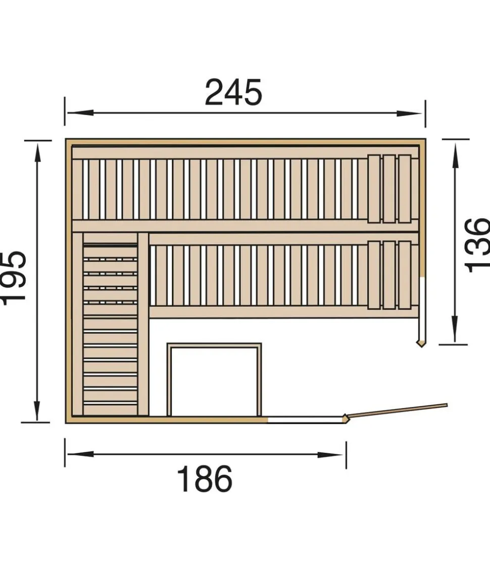 Weka Ecksauna Kemi mit Glastür und Fenster
