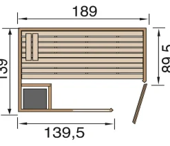 Weka Ecksauna Valida mit Glastür und Fenster inkl. Ofen, ca. B189/H203,5/T139 cm