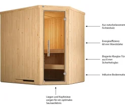 Weka Ecksauna Varberg mit Glastür