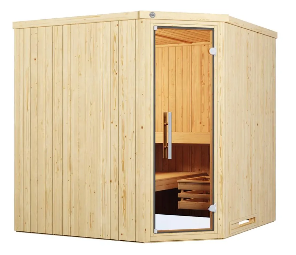 Weka Ecksauna Varberg mit Glastür