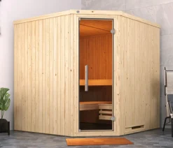 Weka Ecksauna Varberg mit Glastür