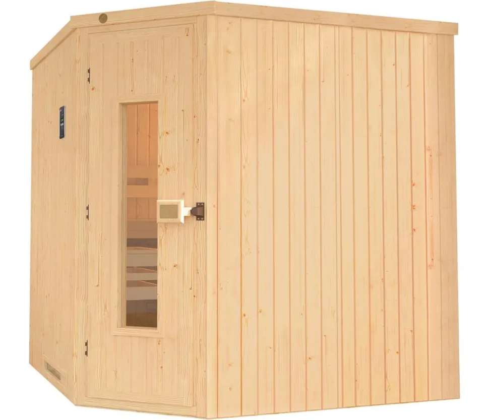 Weka Ecksauna Varberg mit Holztür, ca. B194/H199/T194 cm