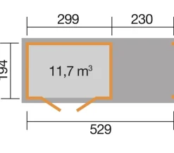 Weka Gartenhaus 321 + 230 cm Anbau