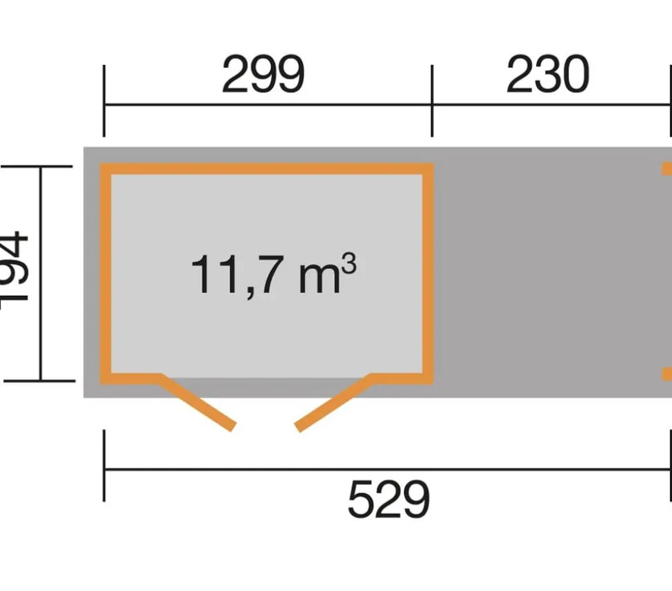 Weka Gartenhaus 321 + 230 cm Anbau