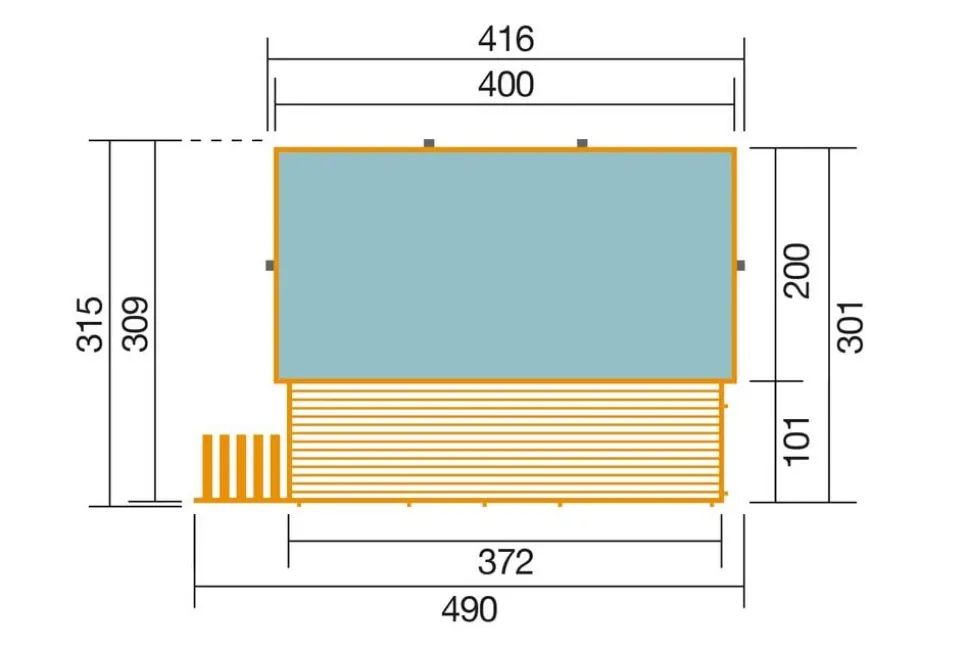 Weka Massivholzpool 595 Gr. 1, ca. B490/H201/T315 cm, Folie Blau/Mosaic