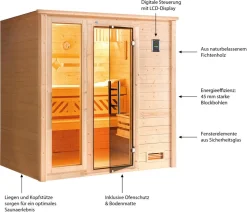 Weka Sauna Bergen mit Glastür und Fenster