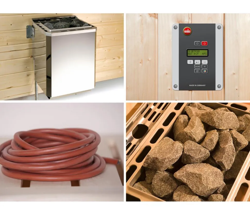 Weka Sauna Cubilis Gr. 2 Spar-Set inkl. Ofen, ca. B198/H205/T198 cm