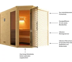 Weka Sauna Cubilis mit Glastür und Fenster
