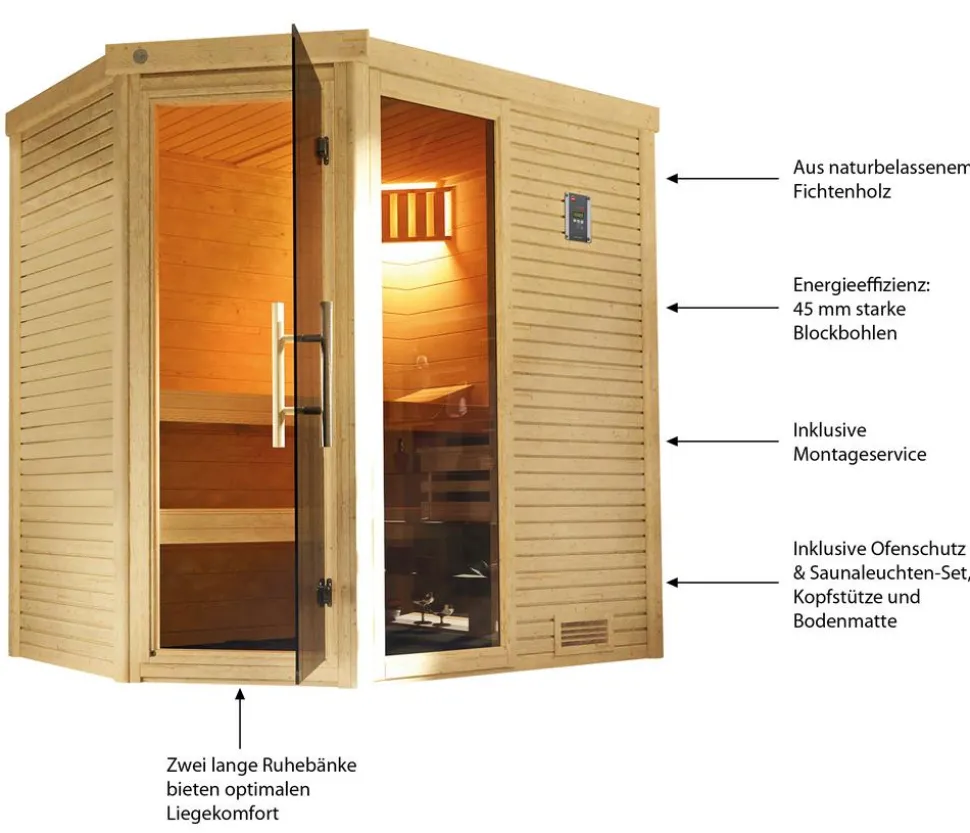 Weka Sauna Cubilis mit Glastür und Fenster