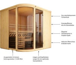 Weka Sauna Sara mit Glastür und Fenster, inkl. Ofen