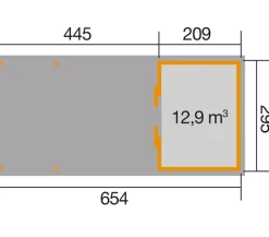 Weka Schiebetürhaus 225 + 445 cm XXL-Anbau