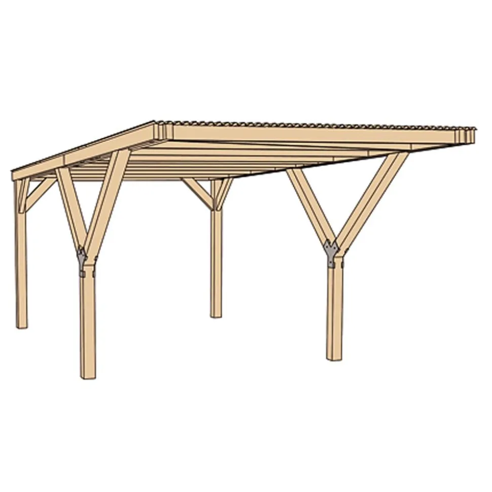 Weka Y-Einzelcarport 612 ohne Dacheindeckung, ca. B306/H250/T606 cm