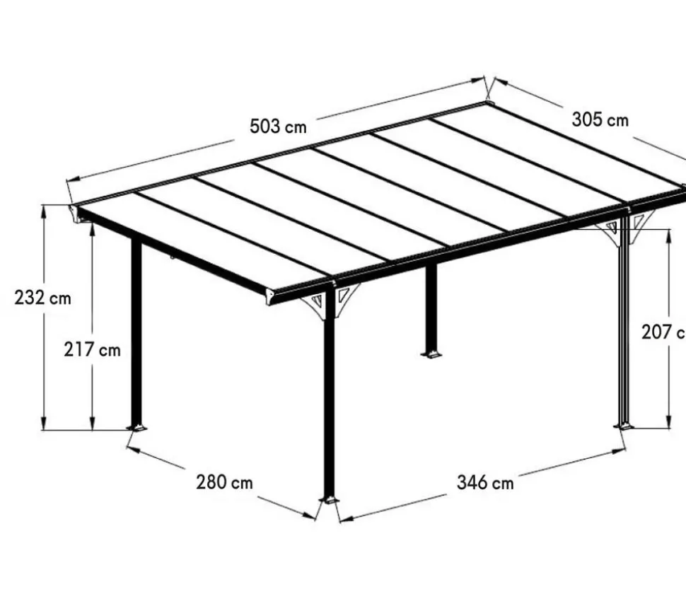Westmann Aluminium-Carport Helsinki, ca. B305/H232/T503 cm