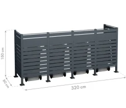 Westmann Mülltonnenverkleidung Planum 4er Box, ca. B330/H150/T90 cm