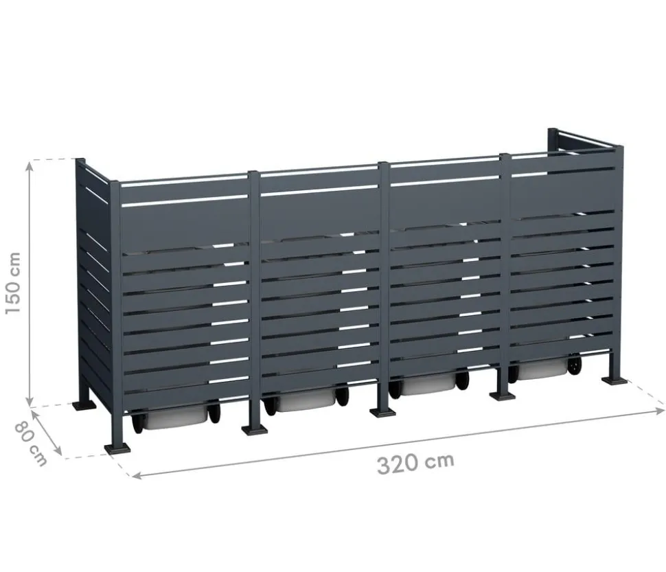 Westmann Mülltonnenverkleidung Planum 4er Box, ca. B330/H150/T90 cm