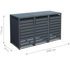 Westmann Mülltonnenverkleidung Kubus 3er Box, ca. B200/H116/T80 cm