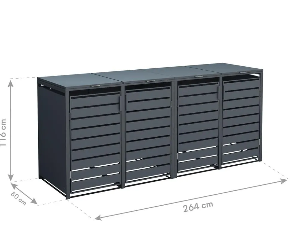 Westmann Mülltonnenverkleidung Kubus 4er Box, ca. B264/H116/T80 cm