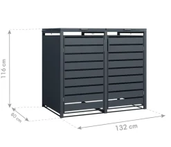 Westmann Mülltonnenverkleidung Planum 2er Box, ca. B170/H120/T90 cm