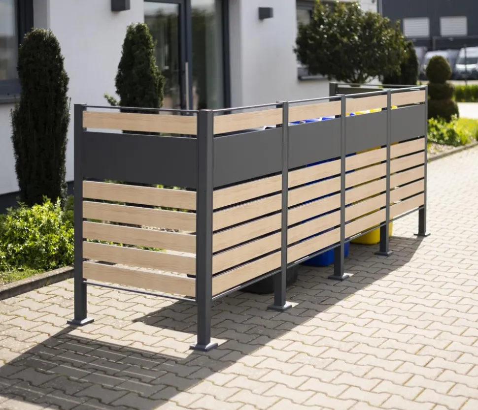 Westmann Mülltonnenverkleidung Planum 4er Box, ca. B330/H120/T90 cm