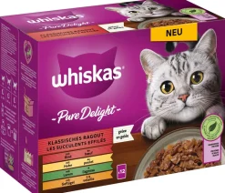Whiskas® Nassfutter für Katzen Multipack Pure Delight Klassisches Ragout in Gelee, Adult, 12 x 85 g