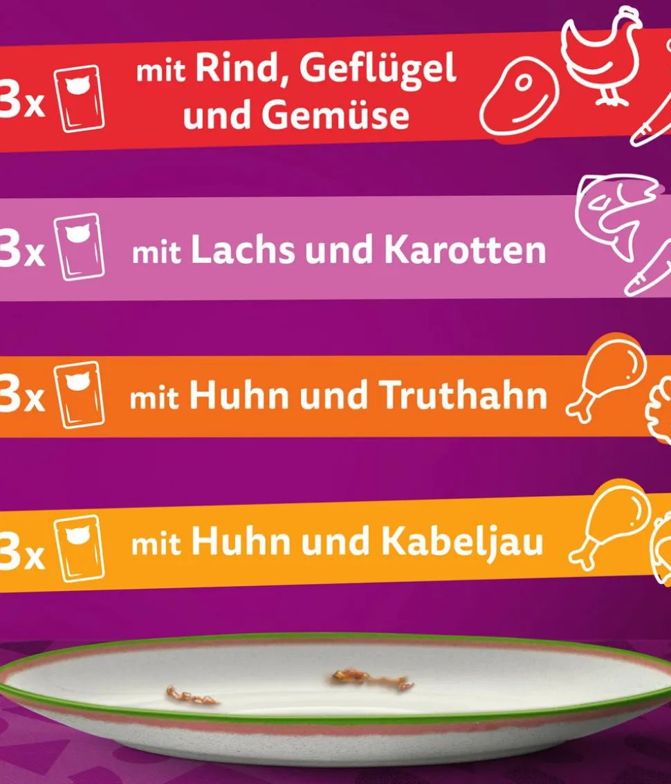 Whiskas® Nassfutter für Katzen Multipack Tasty Mix Chef's Choice in Sauce, Adult, 12 x 85 g